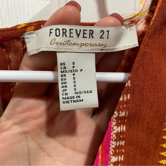 FOREVER 21 Women’s Boho Striped V-Neck Romper / Cover Up - rusty orange, size S - Picture 6 of 6